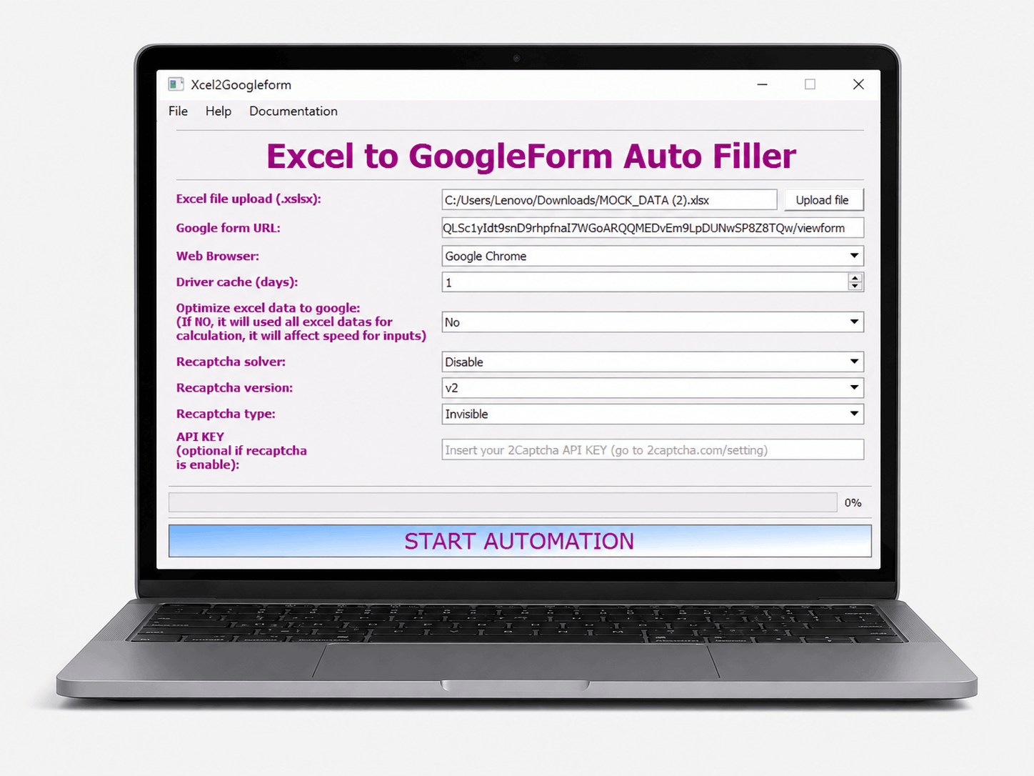 Excel to Google Forms — Desktop Automation project preview